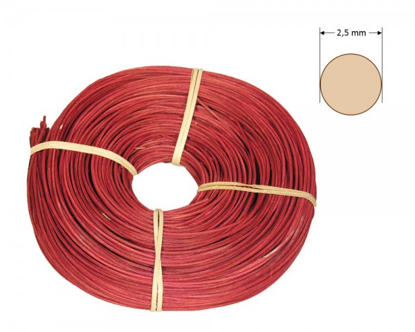 Peddigrohr rund gefärbt 2,5 mm - bordeaux