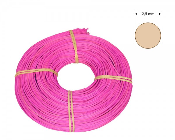 Peddigrohr rund gefärbt 2,5 mm - leuchtend-rosa