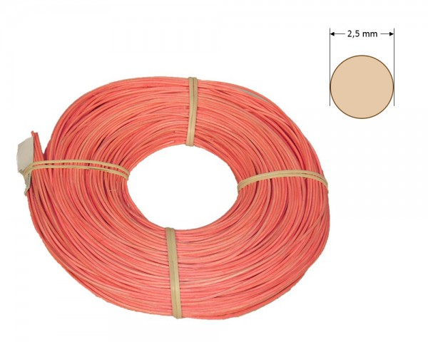 Peddigrohr rund gefärbt 2,5 mm - hellrosa